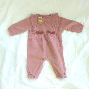 Pink corduroy romper